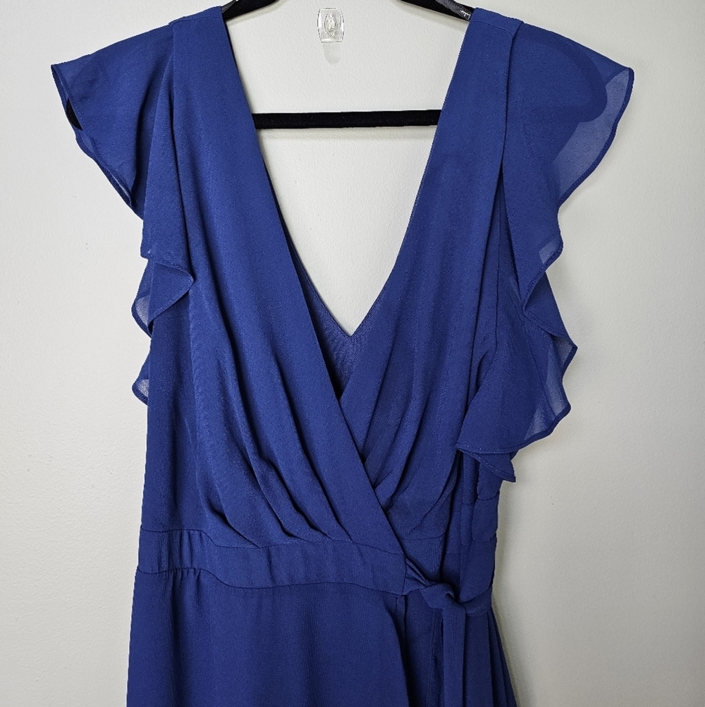 Lulus Ravishing Charm Dark Blue Ruffled Wrap High-Low Maxi Dress - Picture 8 of 14